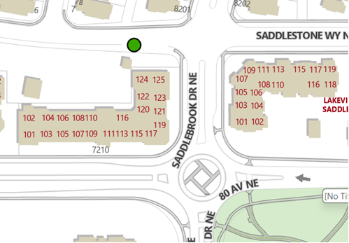Saddlelake Drive N.E. - missing sidewalk location map