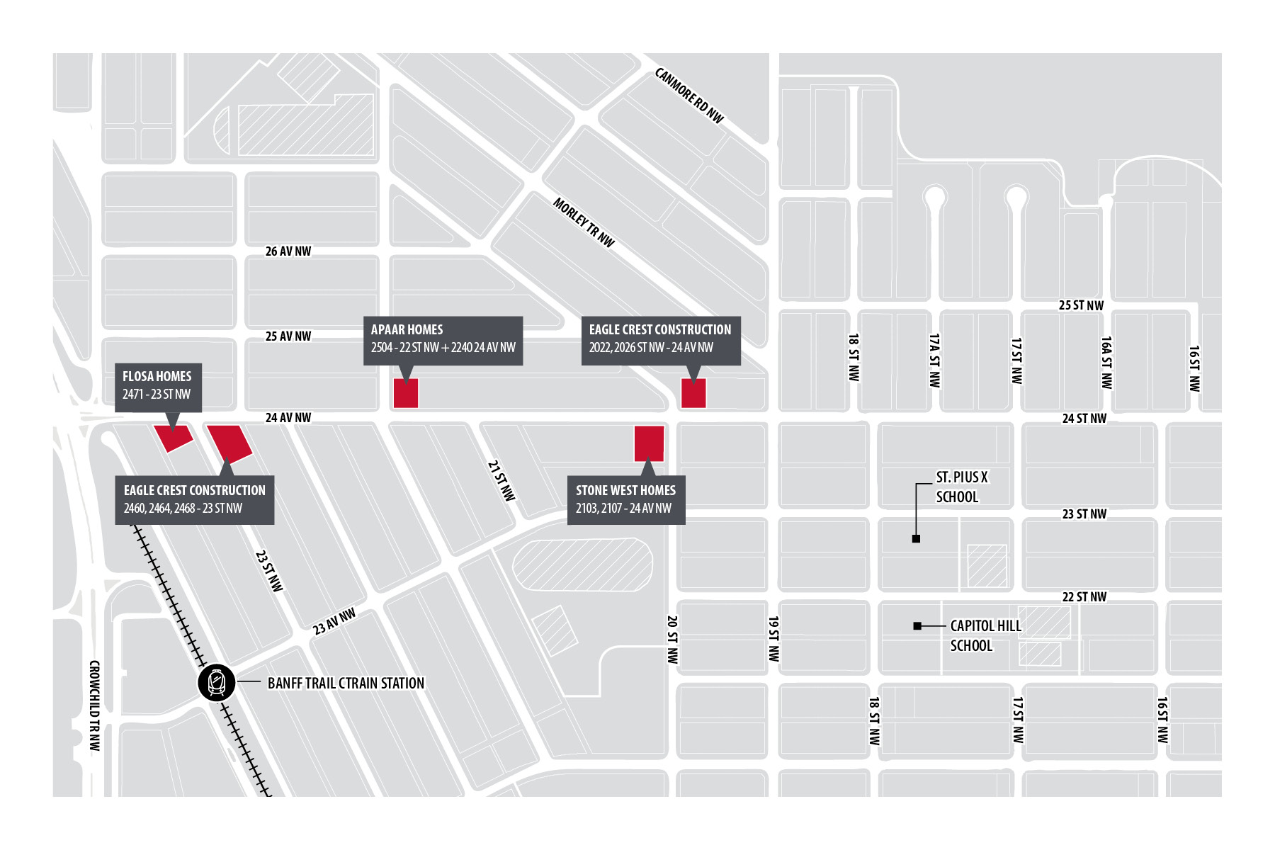 24 Avenue NW Banff Trail Active Redevelopment Applications   24 Ave Proposed Redevelopment Map 2 