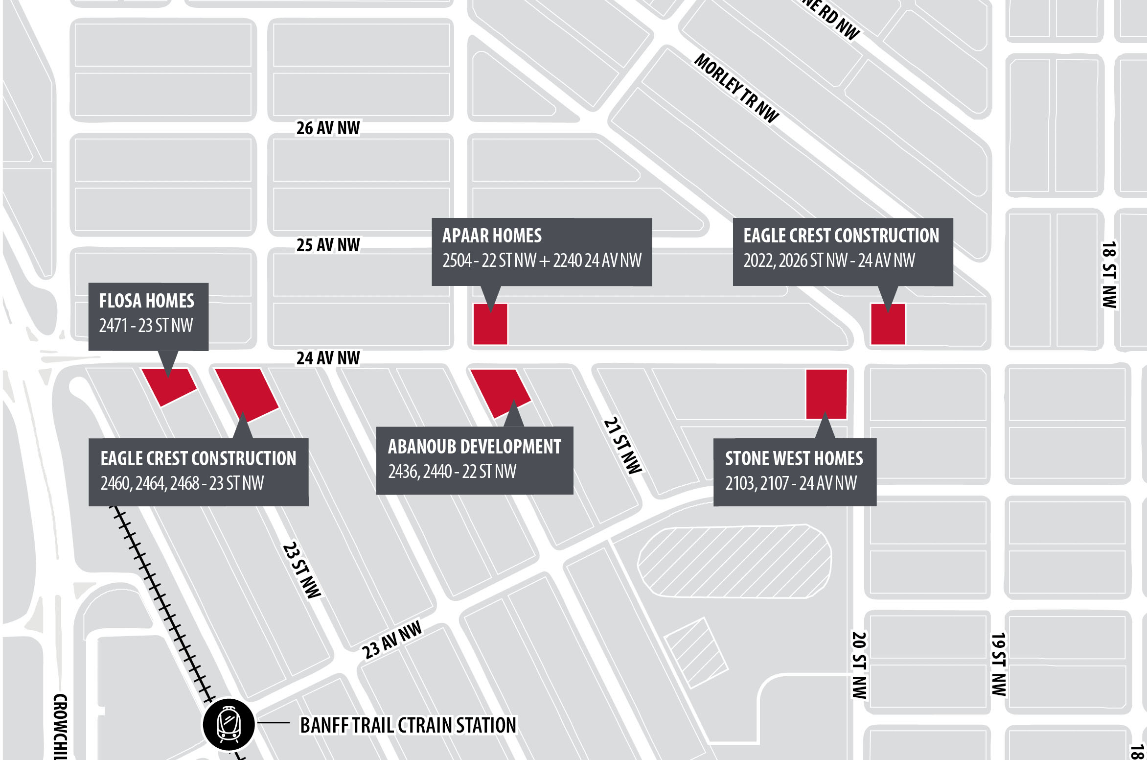 24 Avenue NW Banff Trail Active Redevelopment Applications   24ave Proposed Redevelopment Map1 