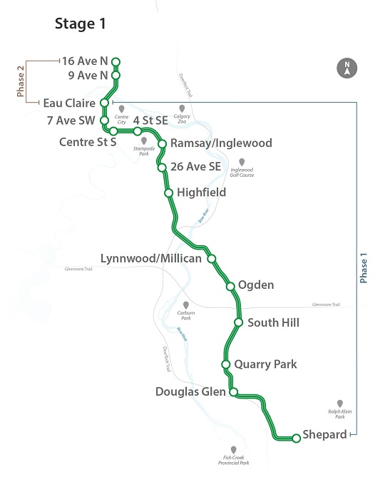 Original Phase 1 & 2 of the Green Line LRT