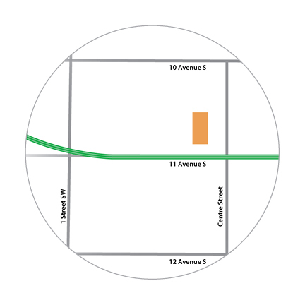 Map of Mustard Seed demolition location in relation to Green Line.