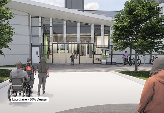 Rendering of Eau Claire Station at 30% design.
