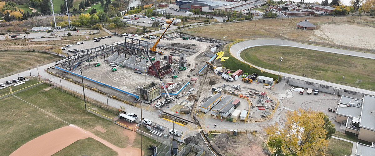 View from north of the Glenmore Twin Arena site under construction