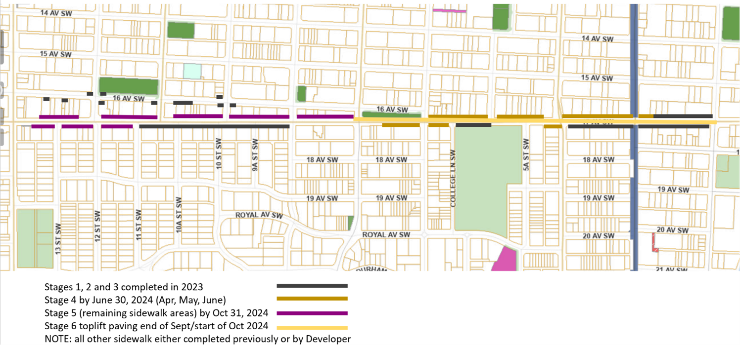17 Ave S.W. - tentative 2024 staging plan map